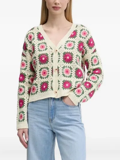 DESIGUAL FLORAL-CROCHET CARDIGAN