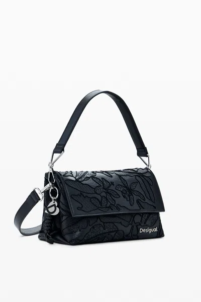 Desigual Floral Crossbody Bag In Black