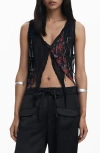 Desigual Floral Embellished Asymmetric Sleeveless Top