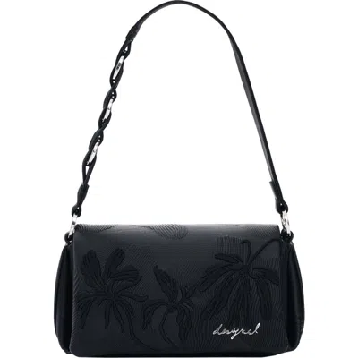 Desigual Floral Embossed Faux Leather Crossbody Bag In Black