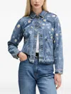 Desigual Floral-embroidered Denim Jacket In Blue