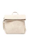 Desigual Floral-embroidered Roll-top Backpack In Neutral