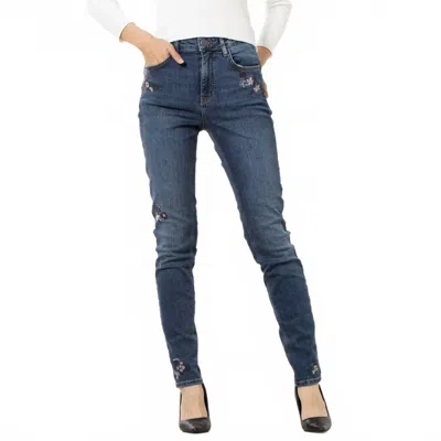 Desigual Floral Embroidered Skinny Jean In Blue