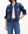 Desigual Floral Trucker Denim Jacket In Multi