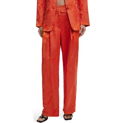 Desigual Floral Embroidery Wide Leg Pants In Orange