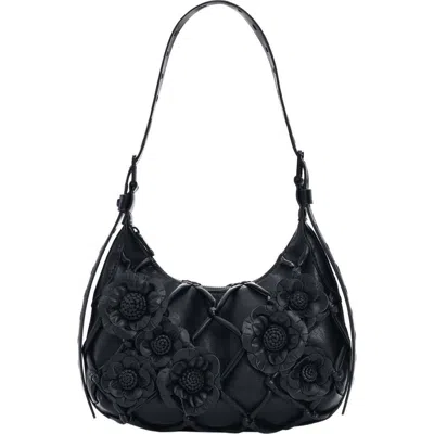 Desigual Floral Faux Leather Shoulder Bag In Black