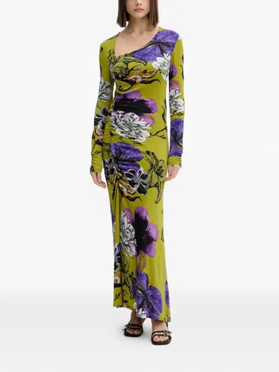 Desigual Floral Gathered Maxi Dress In Multi