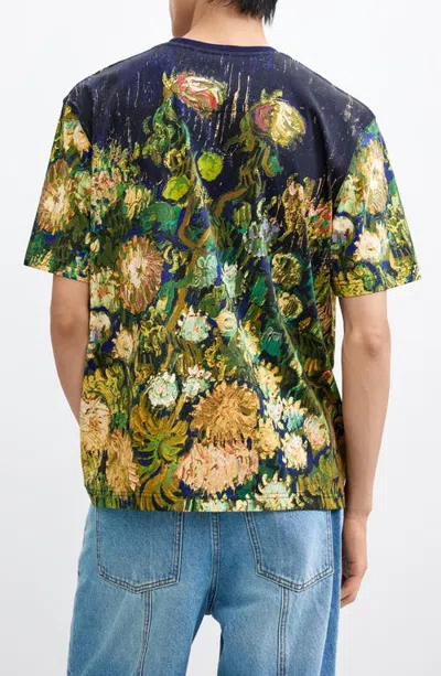 Desigual Floral Graphic T-shirt In Dark Blue