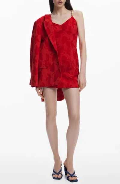 Desigual Floral Jacquard Minidress In Orange Red