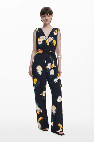 Desigual Floral Jumpsuit In Black