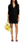Desigual Floral Lace Shift Minidress In Black