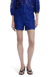 Desigual Floral Lace Shorts In Blue