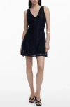 Desigual Floral Lace Sleeveless Minidress In Black