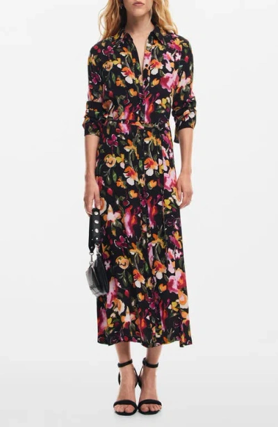 Desigual Floral Shirt Dress In Red
