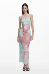 Desigual Abstract Placed Floral Dress In Blue