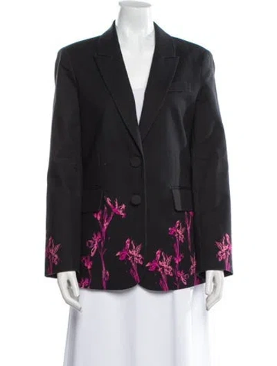 Pre-owned Desigual Floral Print Blazer In Black