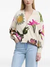 Desigual Floral-print Button Cardigan In Neutral