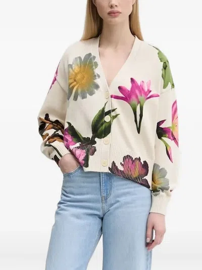 DESIGUAL FLORAL-PRINT BUTTON CARDIGAN