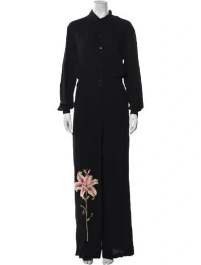 Pre-owned Desigual Floral Print Jumpsuit W/ Tags In Black