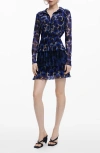 Desigual Floral Print Long Sleeve Minidress In Navy Blue