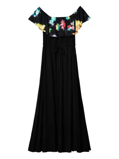 Desigual Floral-print Maxi Dress In Black