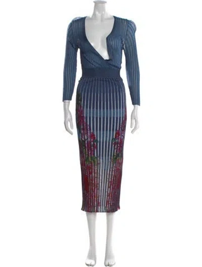 Pre-owned Desigual Floral Print Midi Length Dress In Blue
