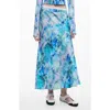 Desigual Floral Print Midi Skirt In Blue