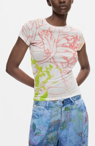 Desigual Floral Print Modal T-shirt In Multi
