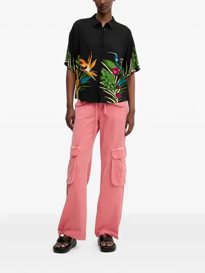 Desigual Floral Print Shirt In Black