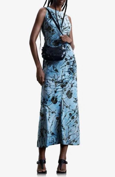 Desigual Floral Print Sleeveless Dress In Blue