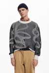 Desigual Floral Print Sweater In Black