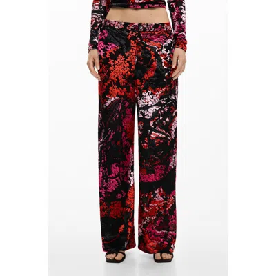 Desigual Floral Print Wide Leg Pants In Multi
