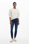 Desigual Floral Embroidered Slim Leg Jeans In Blue