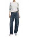 Desigual Floral Raglan Sleeve Crewneck Sweater In White