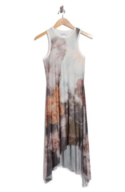 Desigual Floral Sleeveless Knit Dress In Gray