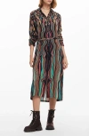 Desigual Shirt-style Midi Dress In Black Mix