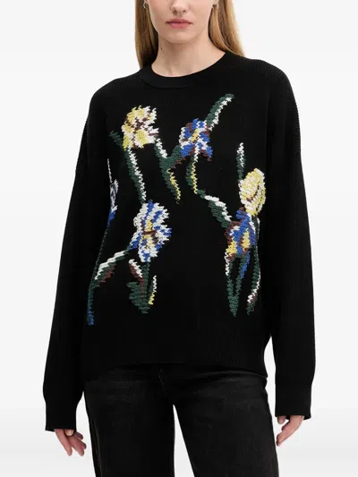 Desigual Floral Sweater In Black