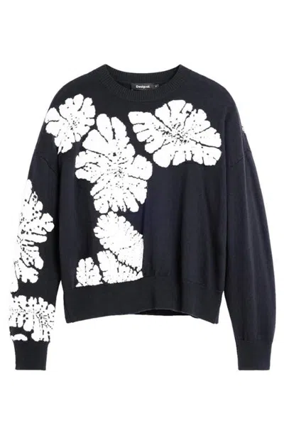 Desigual Floral Sweater In Black