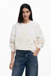 Desigual Floral Sweatshirt In White