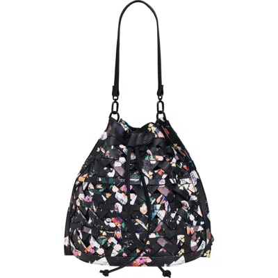 Desigual Floral Woven Faux Leather Backpack In Purple