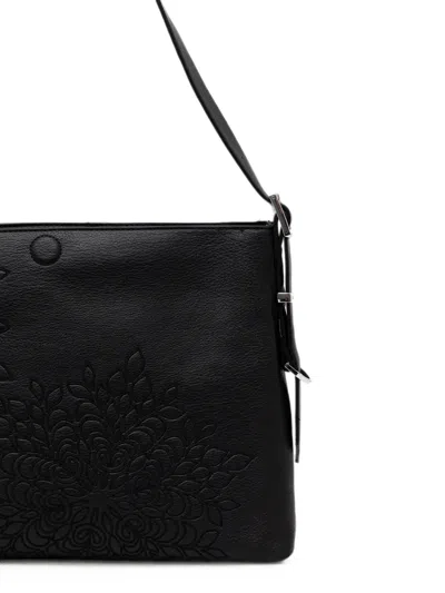 Desigual Floral-embroidered Crossbody Bag In Black