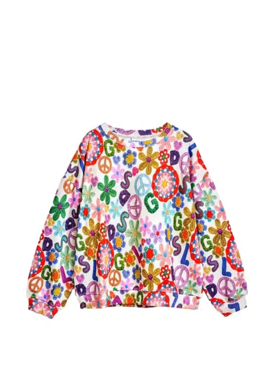 Desigual Kids' Floral-embroidered Sweatshirt In Multi