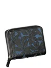 Desigual Floral-pattern Denim-detail Wallet In Black