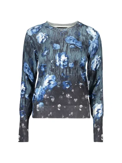 Desigual Floral-print Sweater In Blue