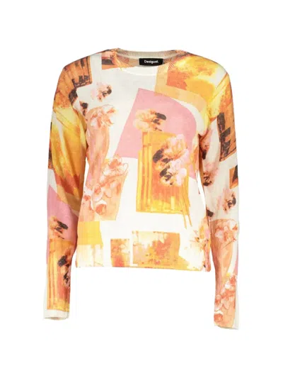Desigual Floral-print Sweater In Orange