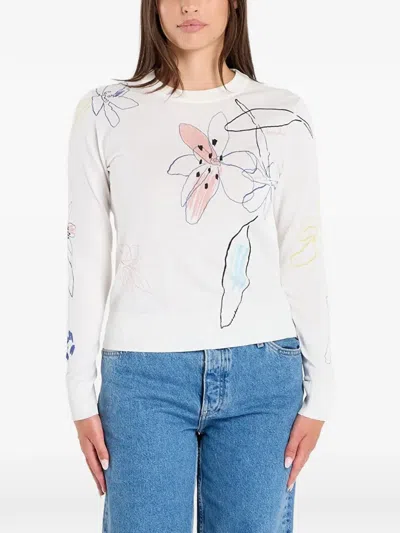Desigual Floral-print Sweater In White