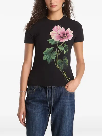 Desigual Floral-print T-shirt In Black