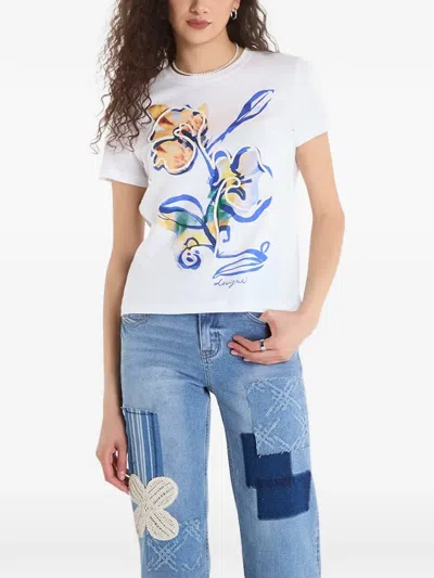 Desigual Floral-print T-shirt In White
