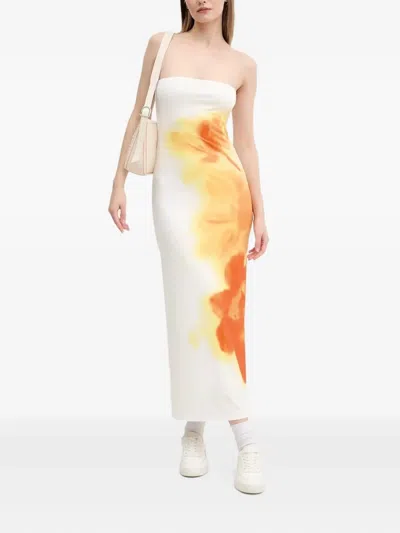 Desigual Flower-print Strapless Maxi Dress In Multi