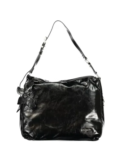 Desigual Flower-detail Zip-fastening Shoulder Bag In Black